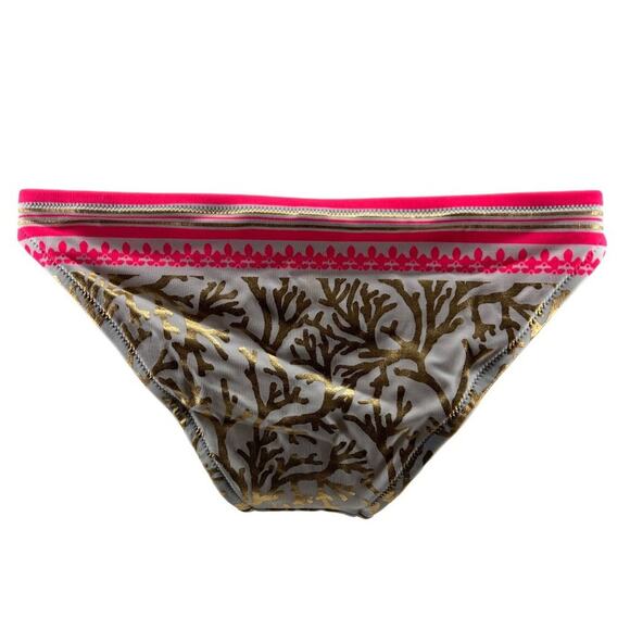 Victoria's Secret Gold Coral Print Bikini Gold Tone Hardware Womens Small - Picture 5 of 7